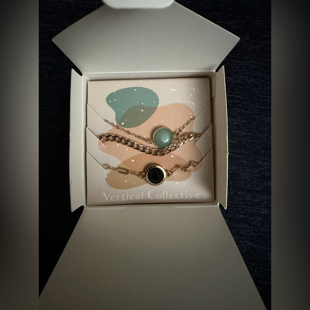 Vertical Collective Layered Bracelet Set – Multi-Strand Gold-Tone, New in Box